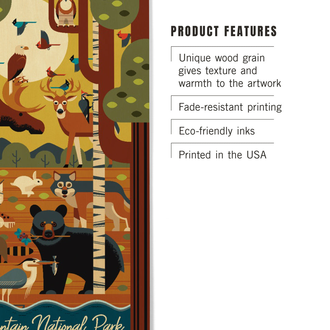Rocky Mountain National Park, Colorado, Geometric, Forest Animals, Wood Sign and Postcards