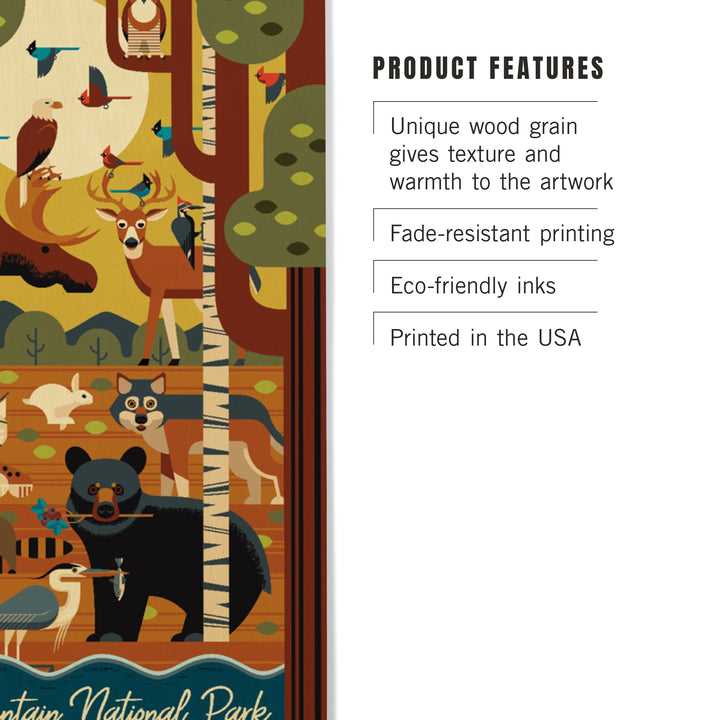 Rocky Mountain National Park, Colorado, Geometric, Forest Animals, Wood Sign and Postcards