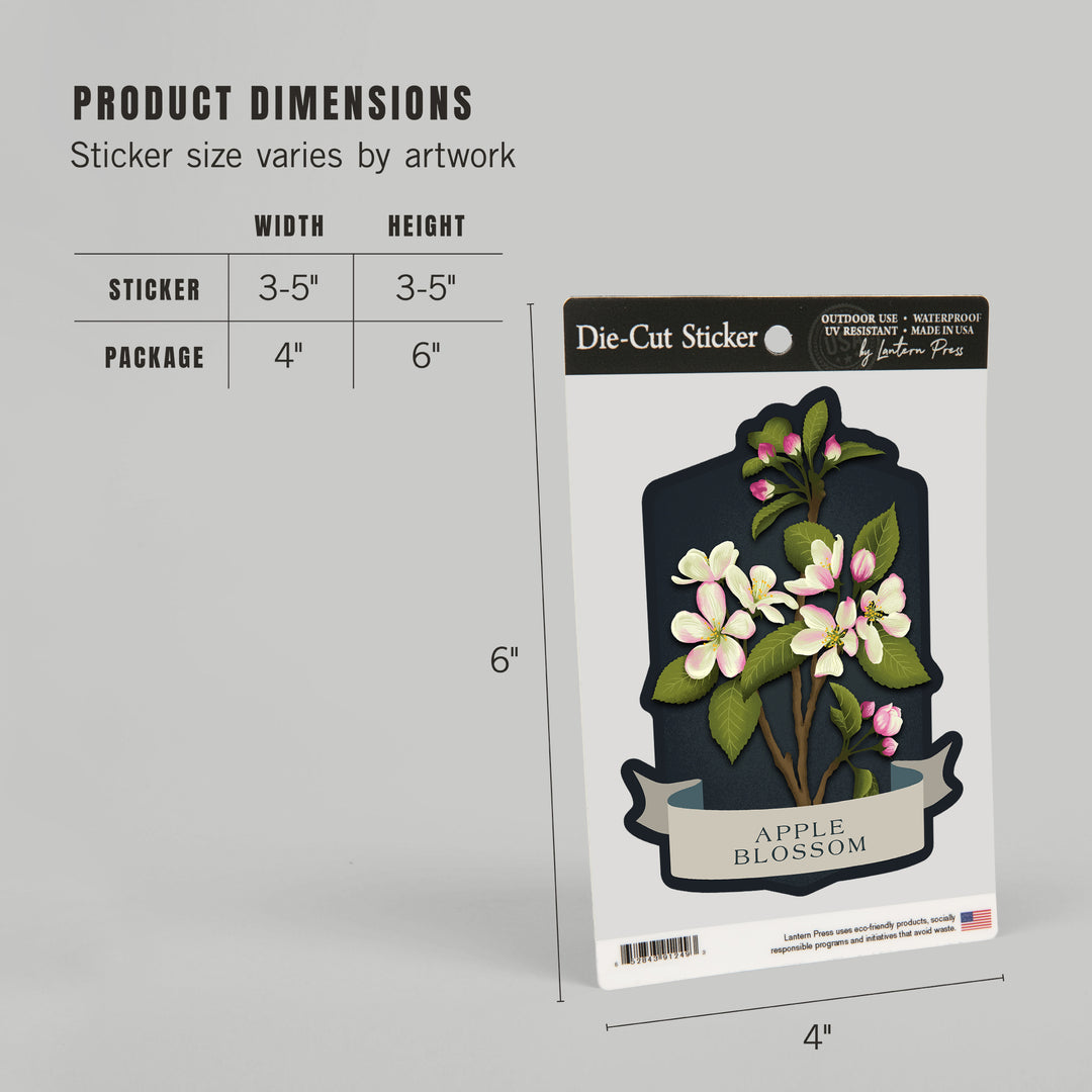 Vintage Flora Noir, Apple Blossom, Vinyl Sticker