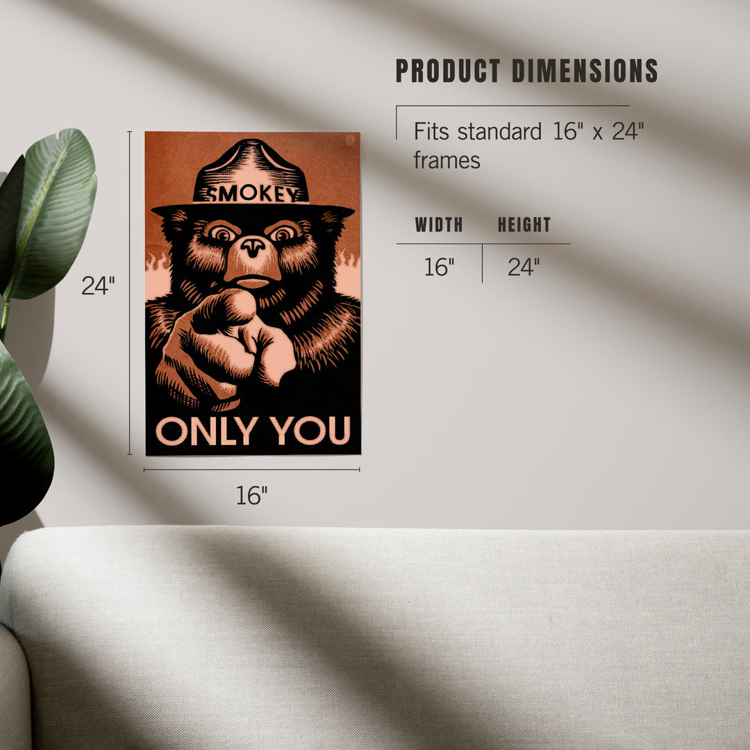 Smokey Bear, Only You, Halftone Red, Officially Licensed, Art & Giclee Prints