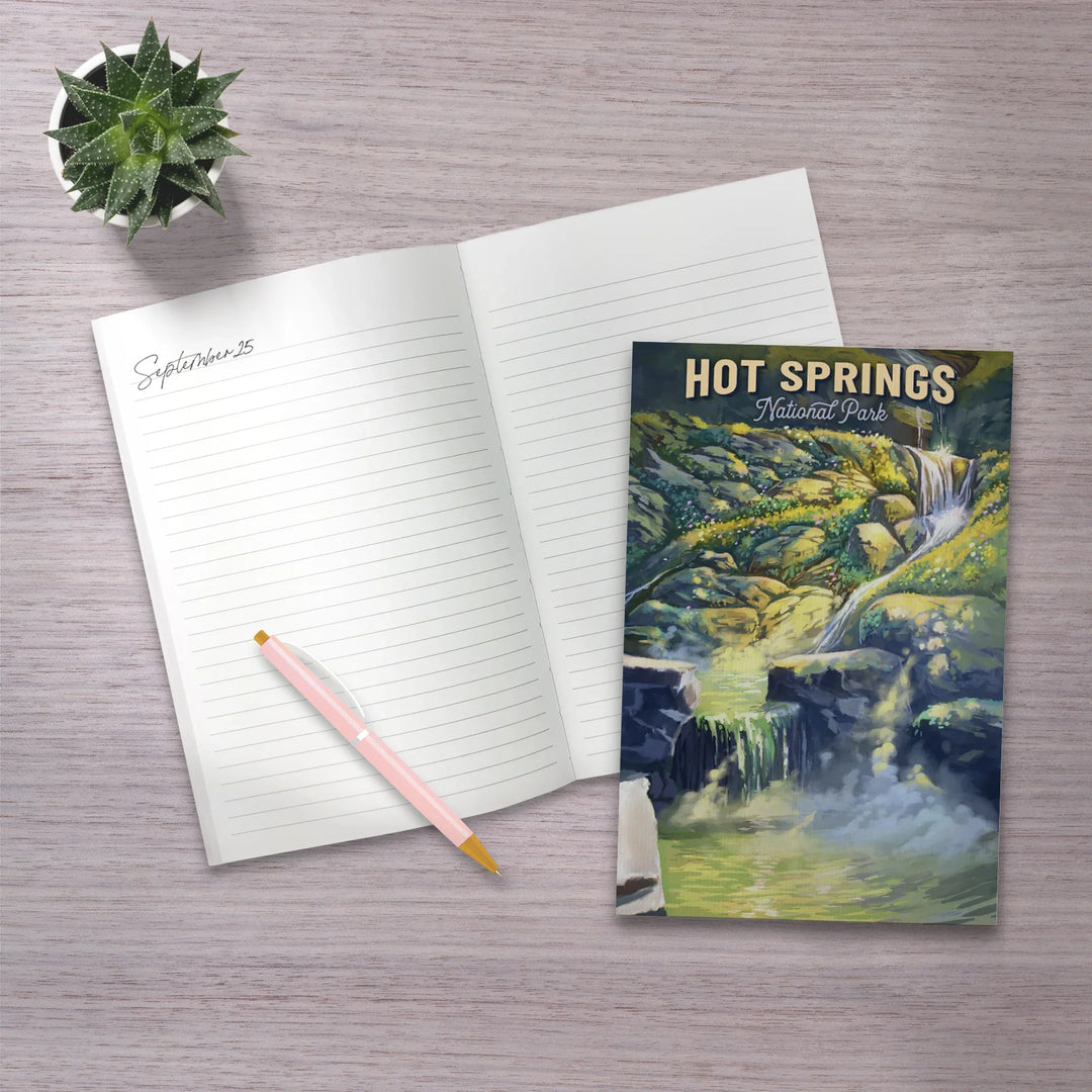 Lined 6x9 Journal, Hot Springs National Park, Arkansas, Oil Painting, Lay Flat, 193 Pages, FSC paper