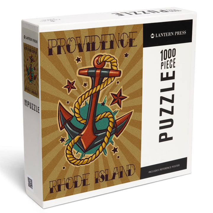 Providence, Rhode Island, Letterpress, Anchor, 1000 Piece Jigsaw Puzzle