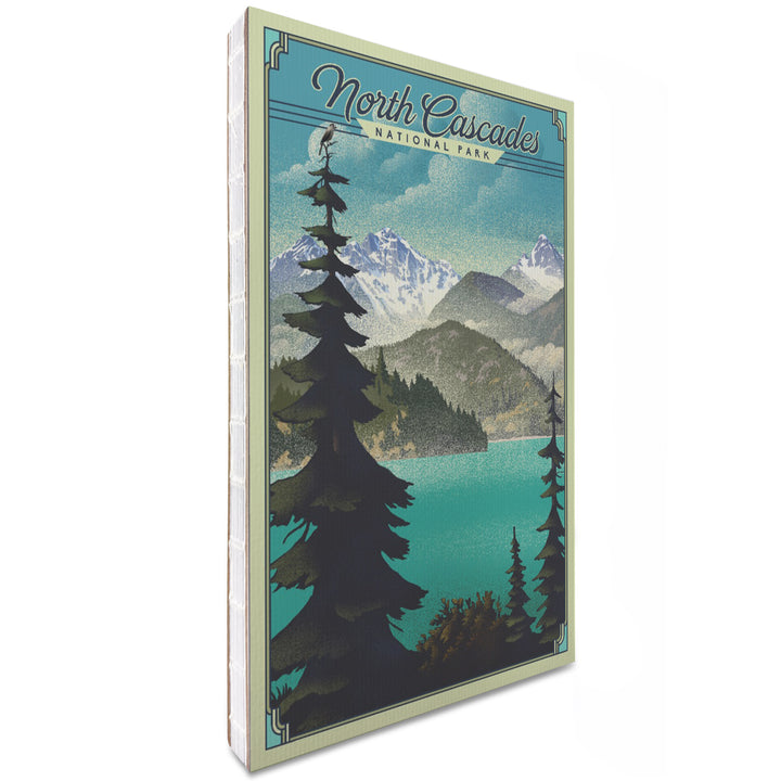 Lined 6x9 Journal, North Cascades National Park, Washington, Lithograph National Park Series, Lay Flat, 193 Pages, FSC paper