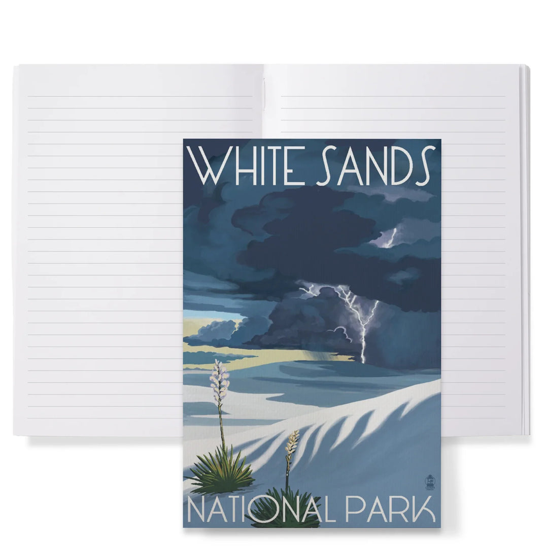 Lined 6x9 Journal, White Sands National Park, New Mexico, Lightning Storm, Lay Flat, 193 Pages, FSC paper