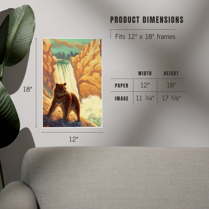 Bear, Falls, Oil Painting, Art & Giclee Prints