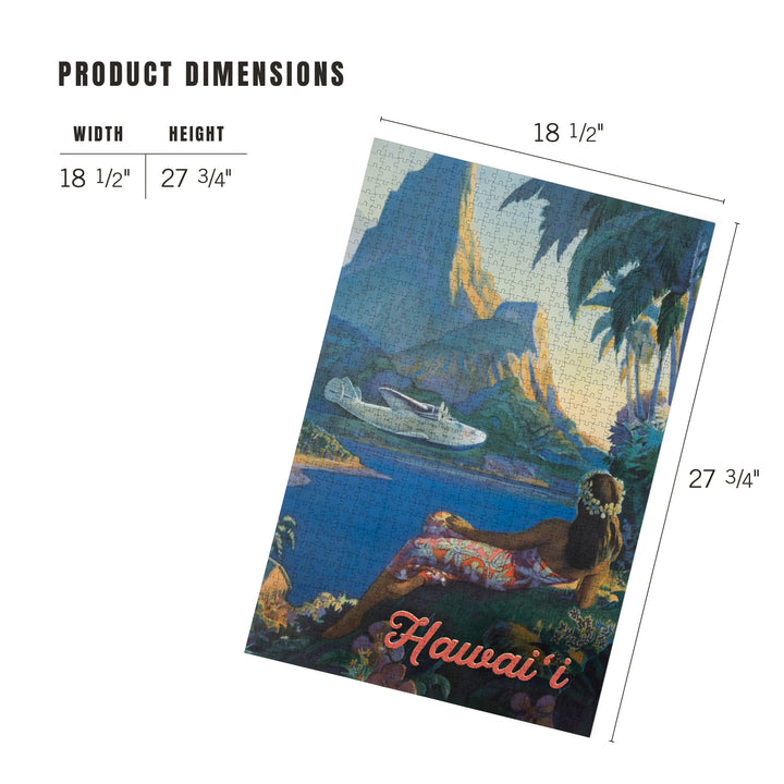Hawaii, Vintage Tropical Airplane, Jigsaw Puzzle