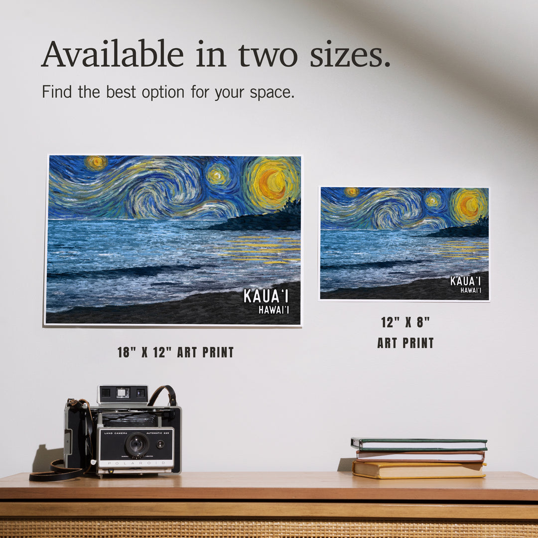 Kauai, Hawaii, Starry Night, Coastline, Art & Giclee Prints