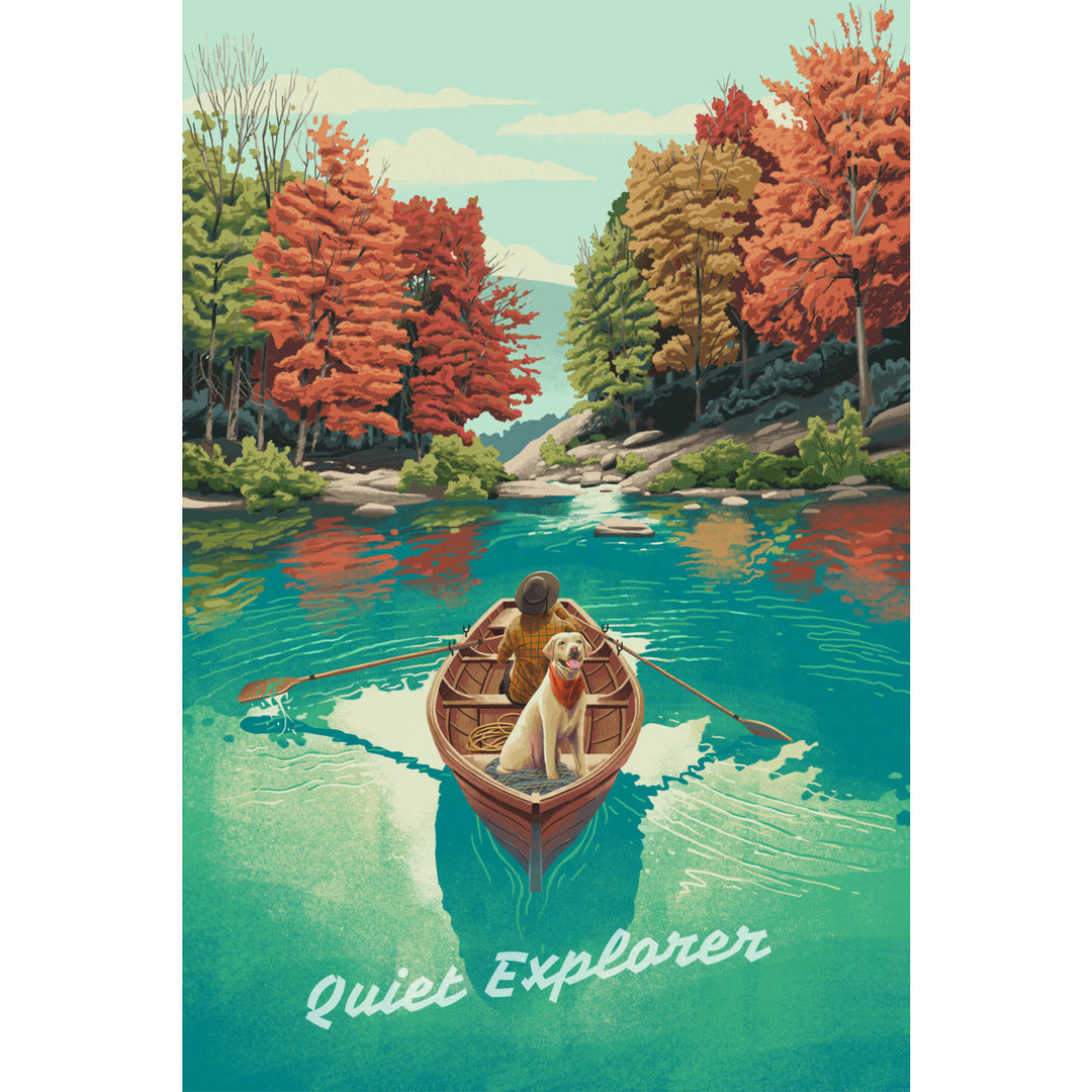 Quiet Explorer, Boating, Mountain, Stretched Canvas