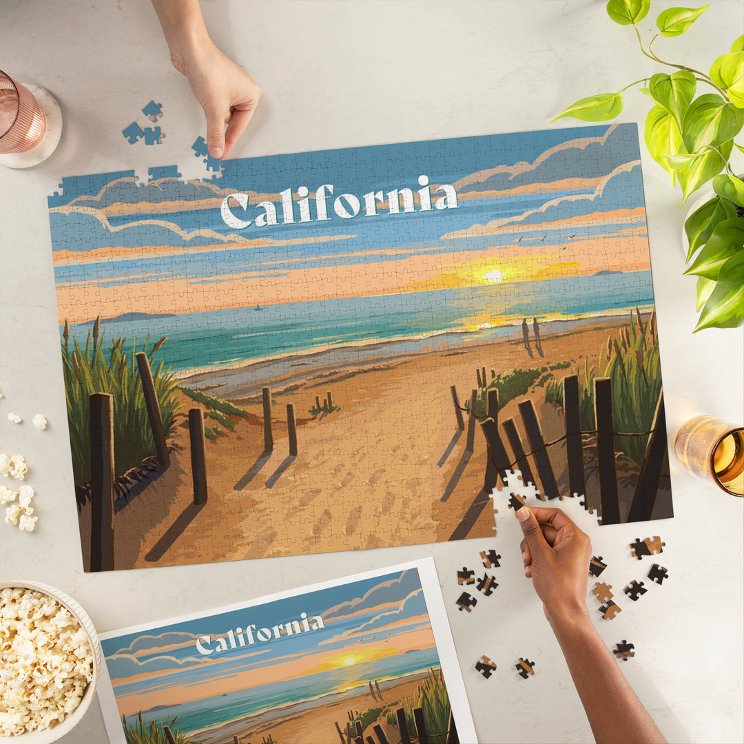 California, Painterly, Sand Soul Sun, Beach Path, 1000 Piece Jigsaw Puzzle
