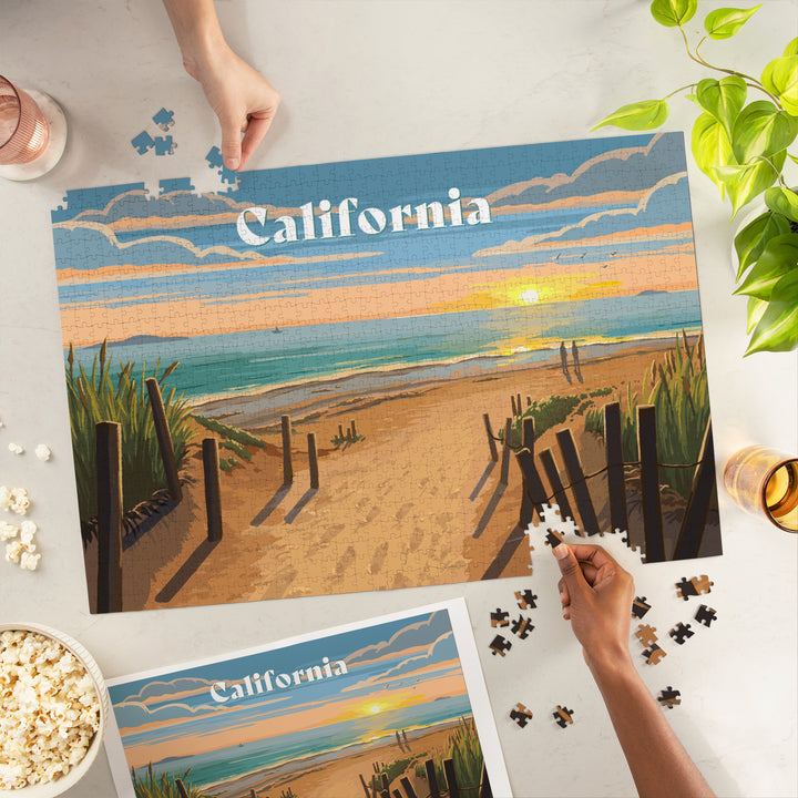 California, Painterly, Sand Soul Sun, Beach Path, 1000 Piece Jigsaw Puzzle
