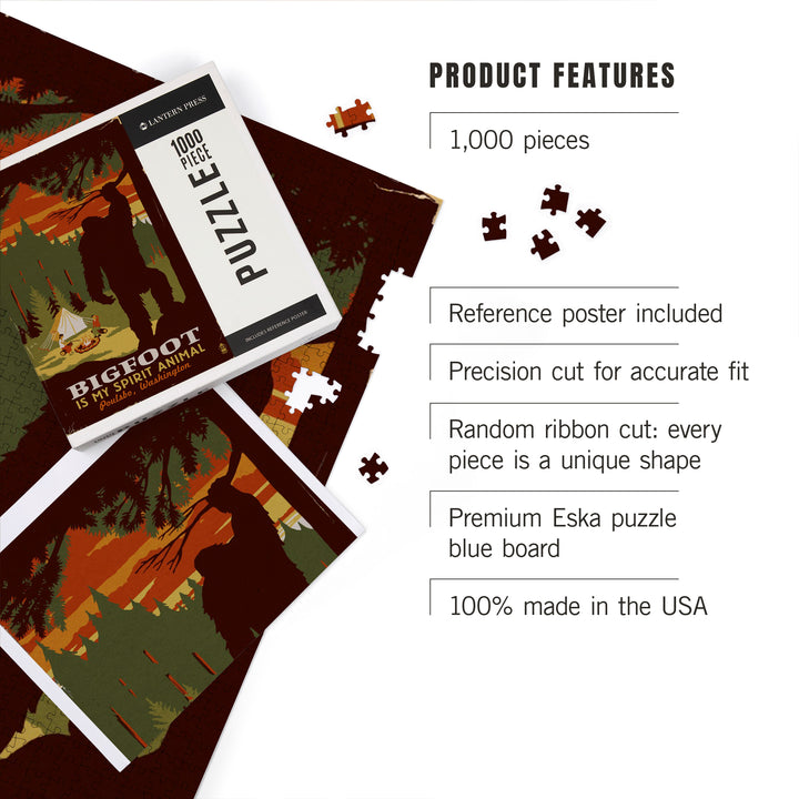 Poulsbo, Washington, Bigfoot is My Spirit Animal, 1000 Piece Jigsaw Puzzle