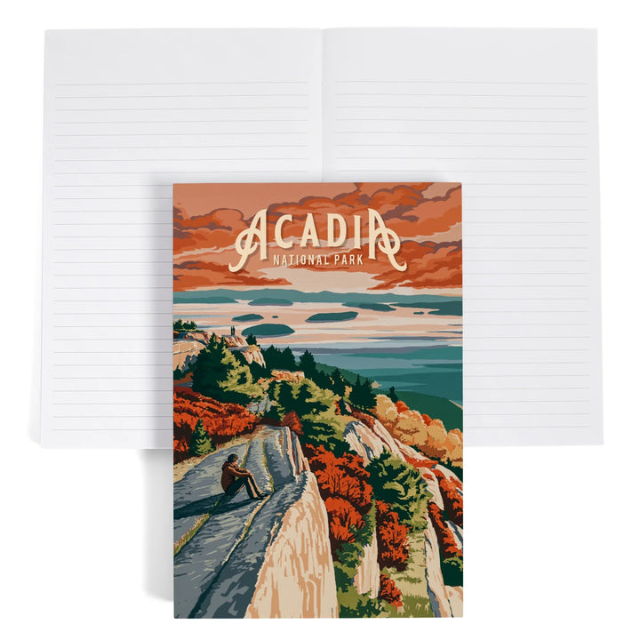 Lined 6x9 Journal, Acadia National Park, Maine, Painterly National Park Series, Lay Flat, 193 Pages, FSC paper