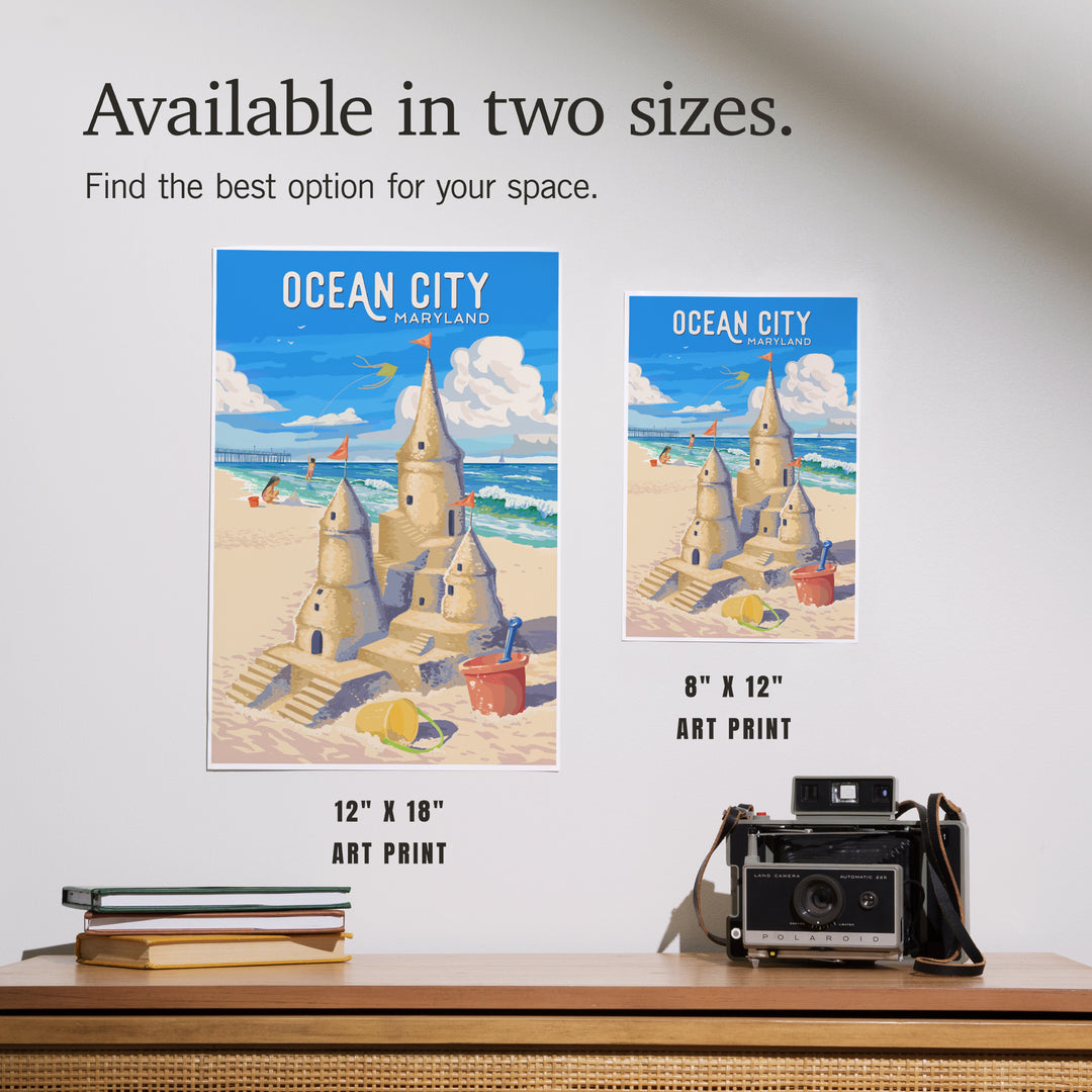 Ocean City, Maryland, Painterly, Soak Up Summer, Sand Castle art prints, metal signs