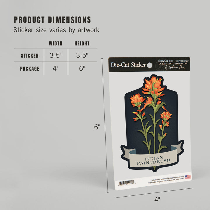 Vintage Flora Noir, Indian Paintbrush, Vinyl Sticker