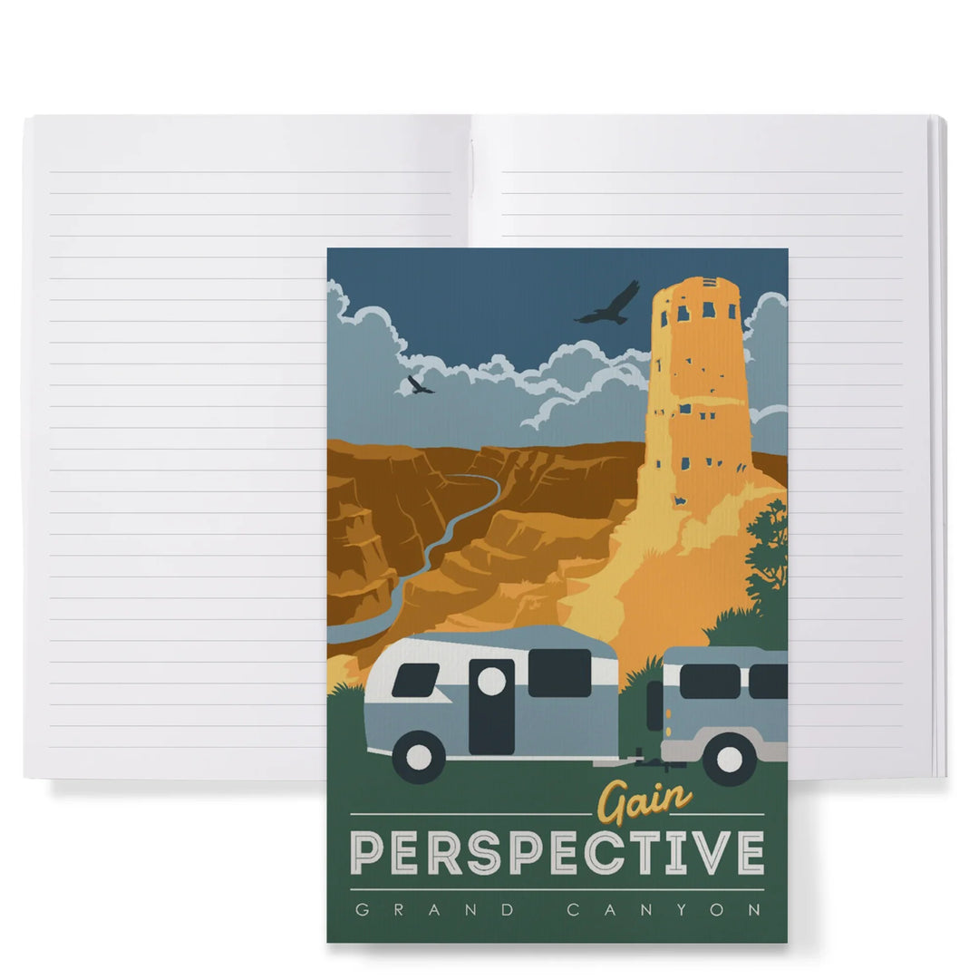 Lined 6x9 Journal, Grand Canyon National Park, Arizona, Gain Perspective, Vector Style, Lay Flat, 193 Pages, FSC paper