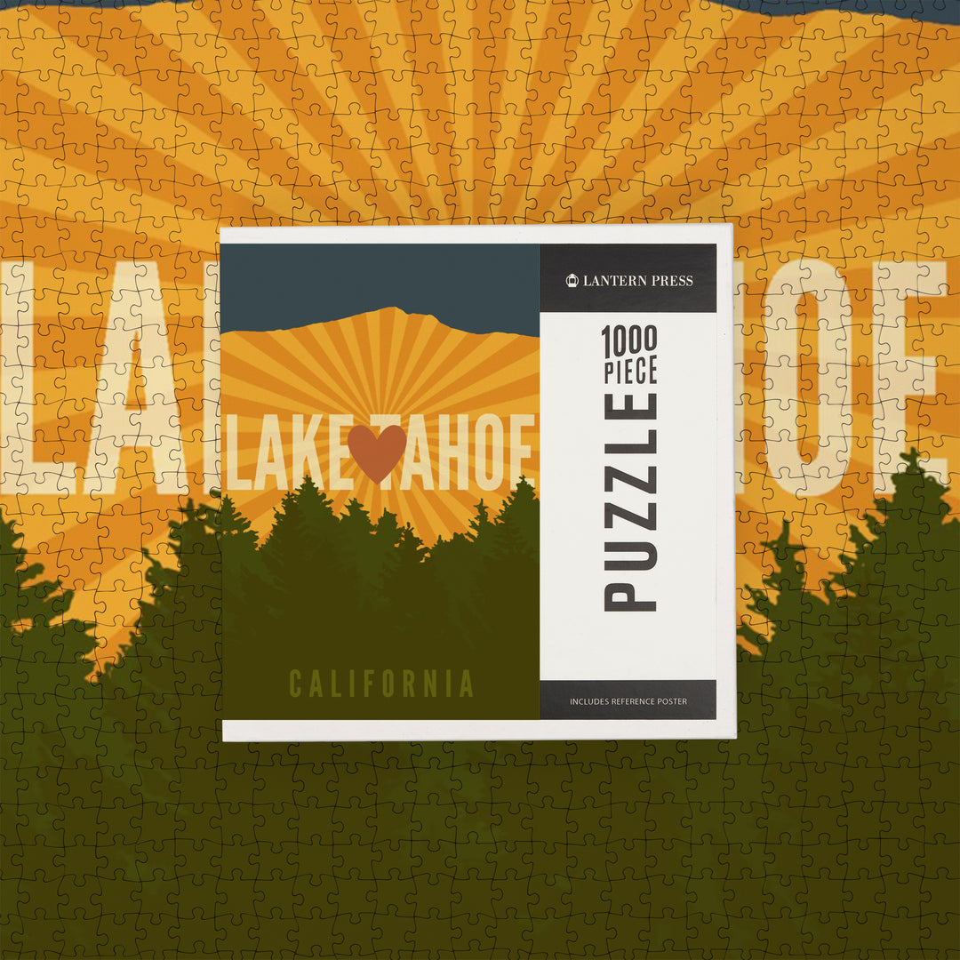 Lake Tahoe, California, Heart and Mountains, Jigsaw Puzzle