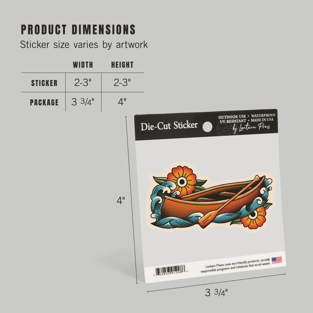 American Traditional, Canoe, Vinyl Sticker