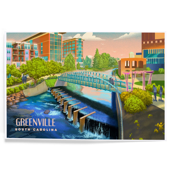 Greenville, South Carolina, Lithograph, Art & Giclee Prints