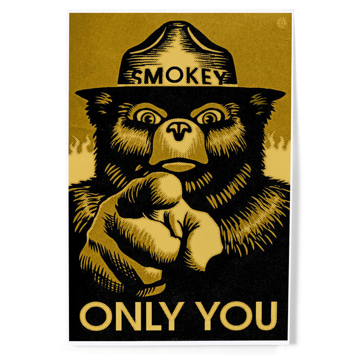 Smokey Bear, Only You, Halftone Yellow, Officially Licensed, Art & Giclee Prints