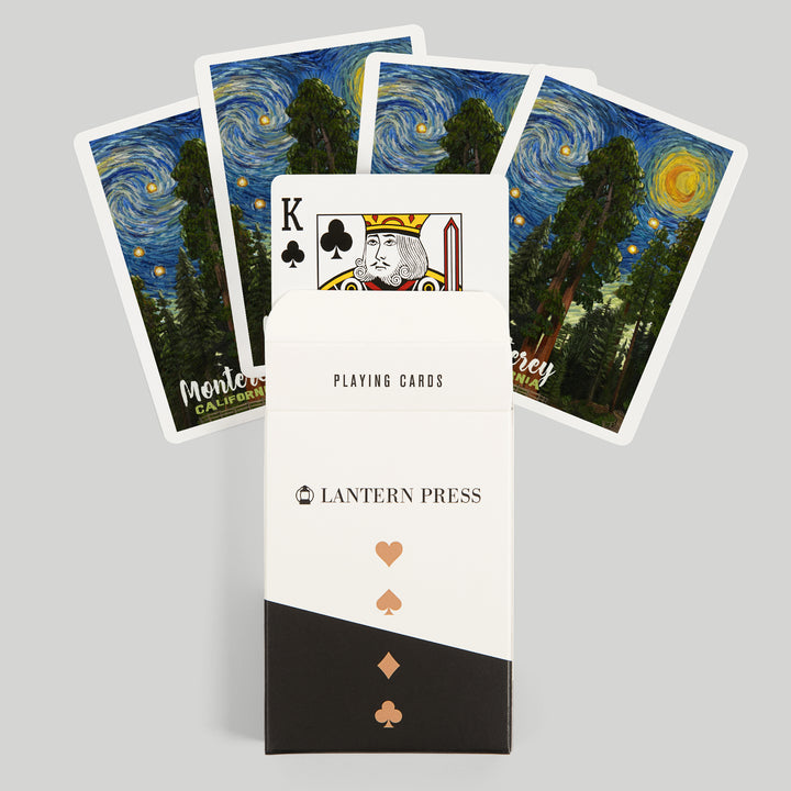 Playing Cards, Monterey, California, Starry Night National Park Series, 52 Card Deck with Jokers in Box, Unique Art