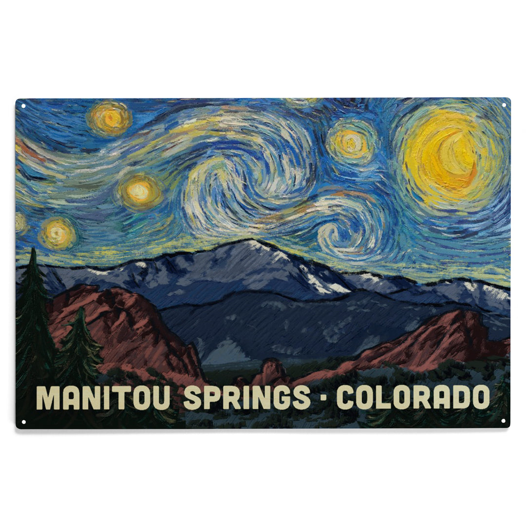 Manitou Springs, Colorado, Pikes Peak, Starry Night, Wood Sign and Postcards