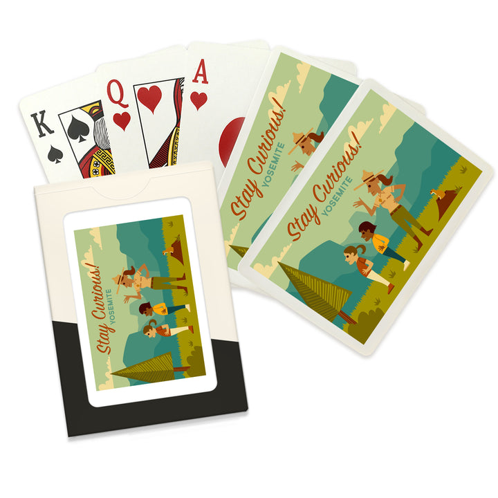 Playing Cards, Yosemite National Park, California, Stay Curious, Ranger Scene, Geometric, 52 Card Deck with Jokers in Box, Unique Art