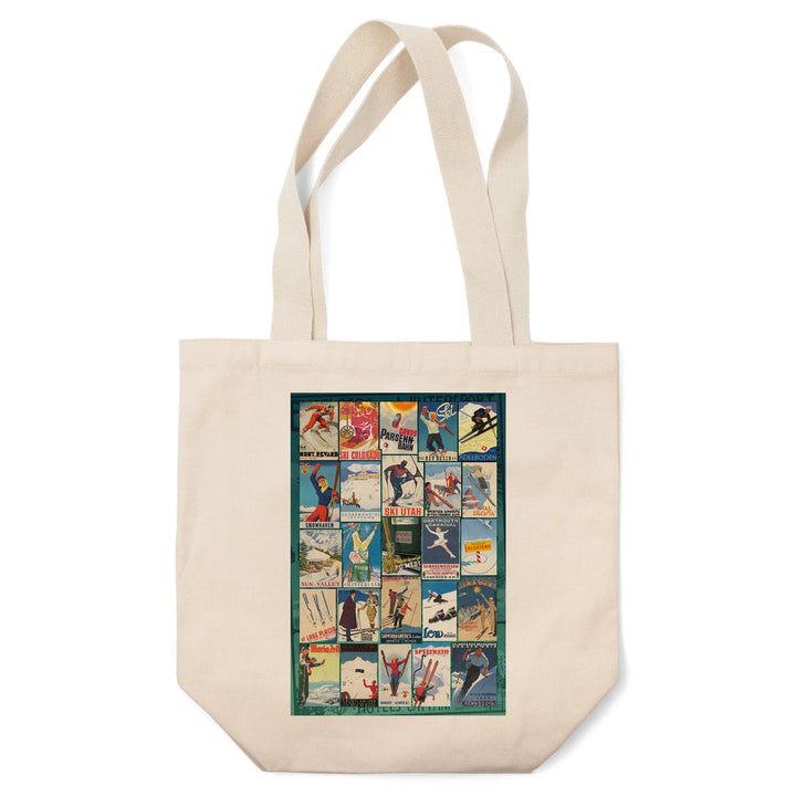 Vintage Ski Collage, Tote Bag