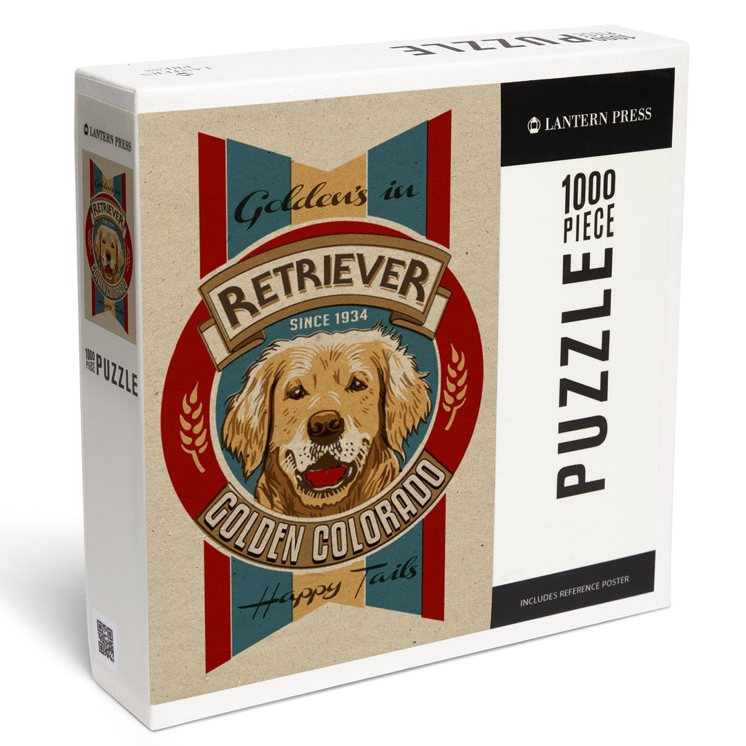Golden, Colorado, Retro Beer Ad, Golden Retriever, Jigsaw Puzzle