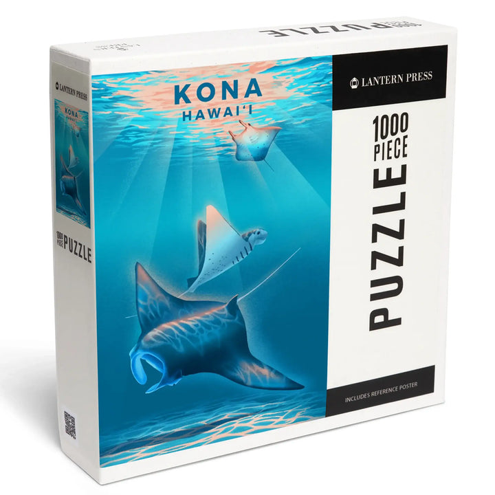 Kona, Hawaii, Lithograph, Manta Ray, Jigsaw Puzzle