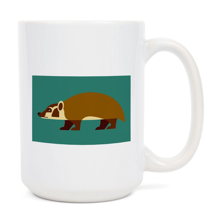 Badger, Geometric, Contour, Lantern Press Artwork, Ceramic Mug Mugs Lantern Press 