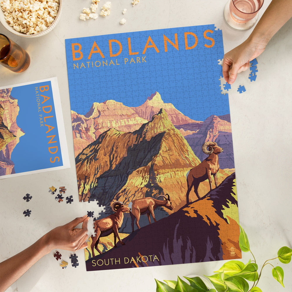 Badlands National Park, South Dakota, Bighorn Sheep, Jigsaw Puzzle Puzzle Lantern Press 