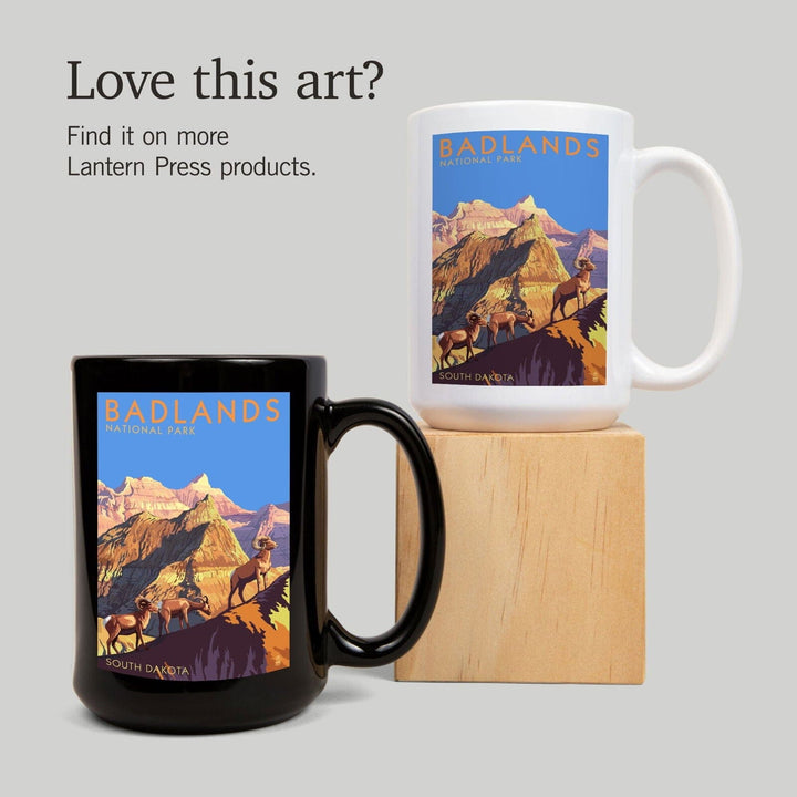Badlands National Park, South Dakota, Bighorn Sheep, Lantern Press Artwork, Ceramic Mug Mugs Lantern Press 