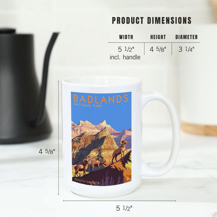 Badlands National Park, South Dakota, Bighorn Sheep, Lantern Press Artwork, Ceramic Mug Mugs Lantern Press 