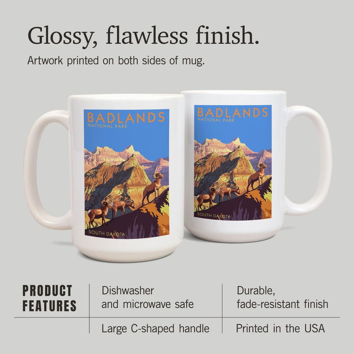 Badlands National Park, South Dakota, Bighorn Sheep, Lantern Press Artwork, Ceramic Mug Mugs Lantern Press 