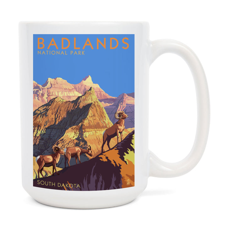 Badlands National Park, South Dakota, Bighorn Sheep, Lantern Press Artwork, Ceramic Mug Mugs Lantern Press 