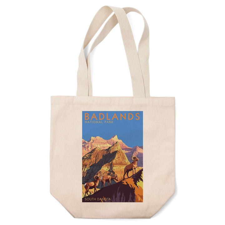 Badlands National Park, South Dakota, Bighorn Sheep, Lantern Press Artwork, Tote Bag Totes Lantern Press 