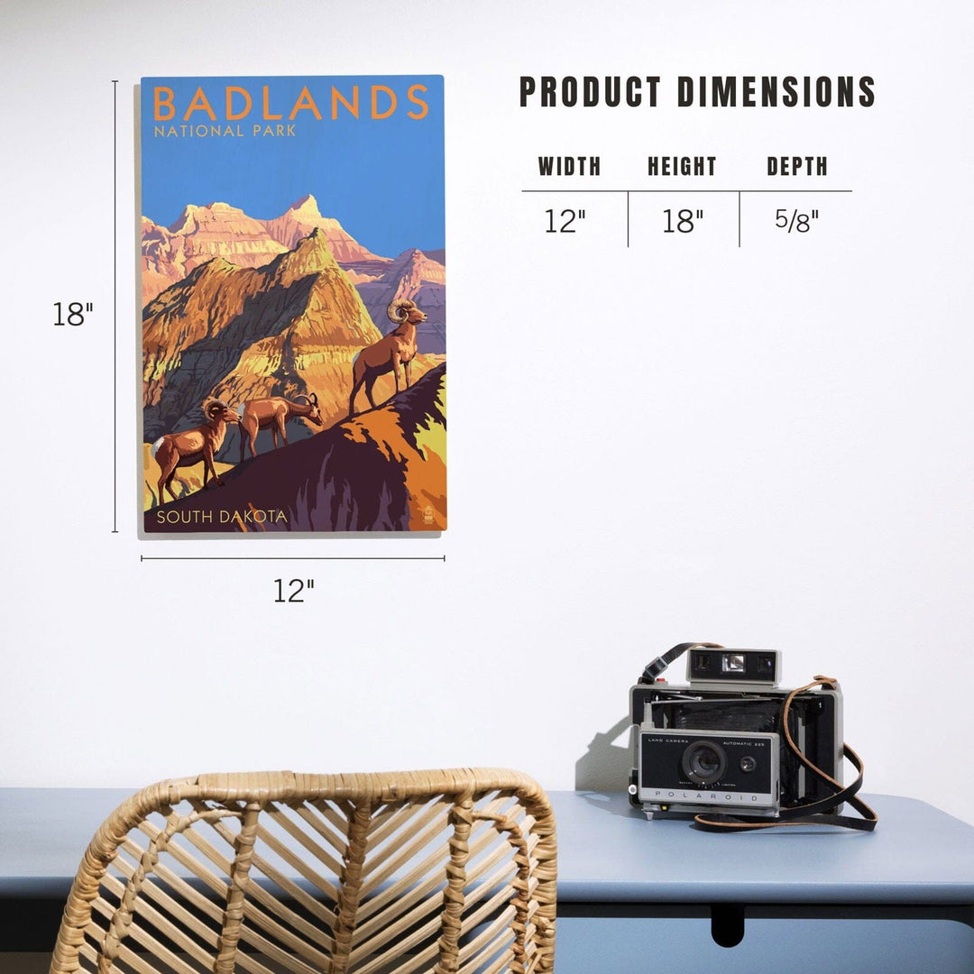 Badlands National Park, South Dakota, Bighorn Sheep, Lantern Press Artwork, Wood Signs and Postcards Wood Lantern Press 