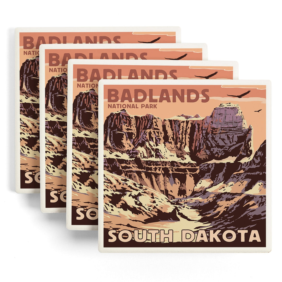 Badlands National Park, South Dakota, Castle Rock, Coasters Coasters Lantern Press 