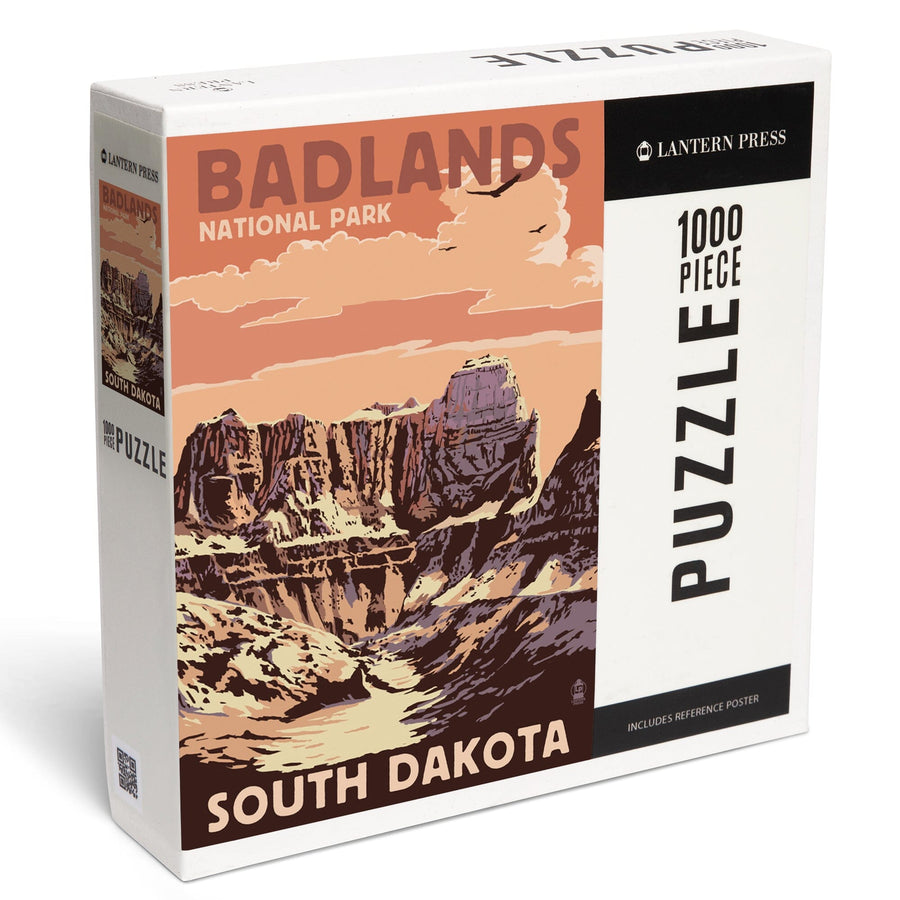 Badlands National Park, South Dakota, Castle Rock, Jigsaw Puzzle Puzzle Lantern Press 