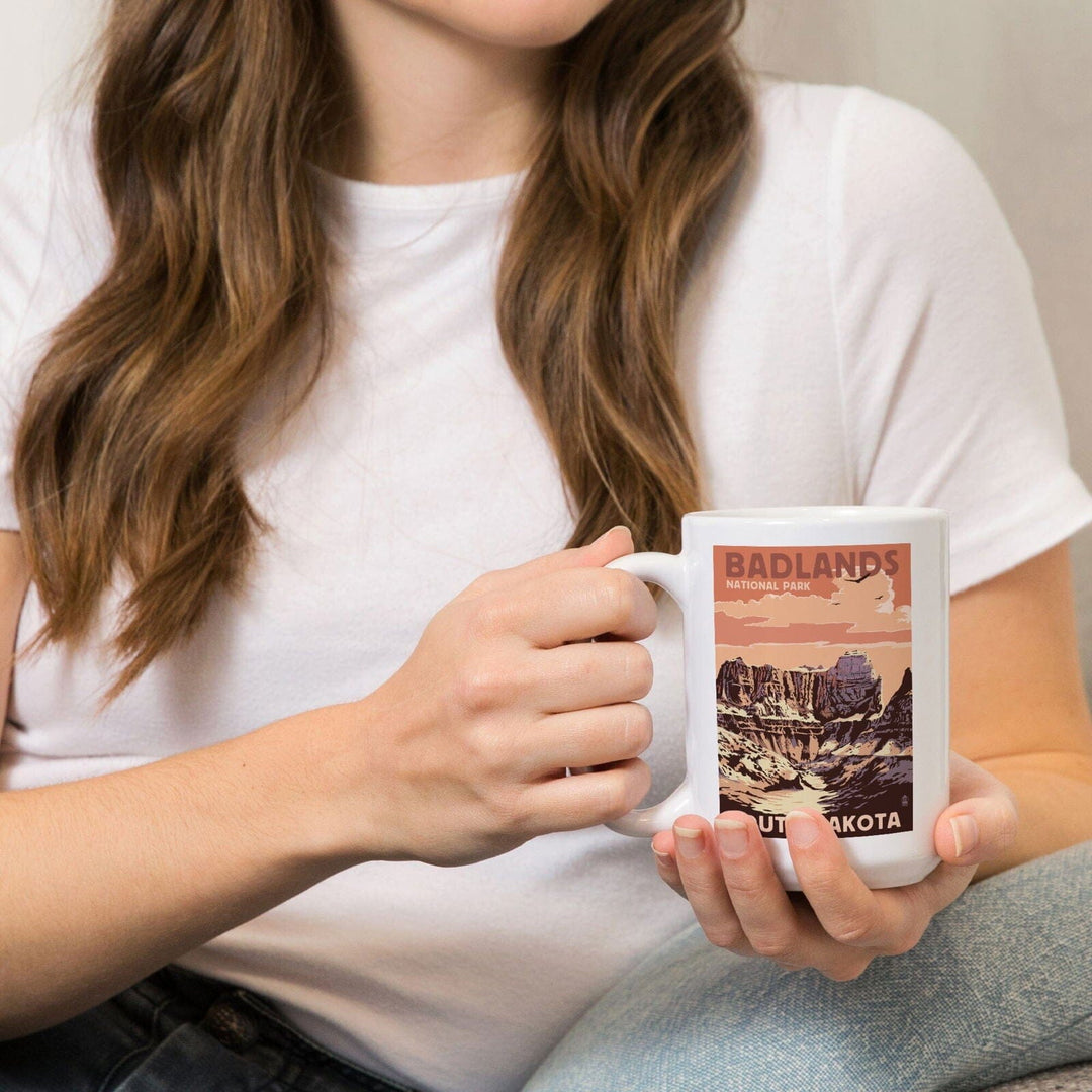 Badlands National Park, South Dakota, Castle Rock, Lantern Press Artwork, Ceramic Mug Mugs Lantern Press 