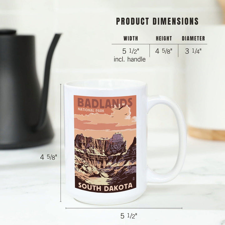 Badlands National Park, South Dakota, Castle Rock, Lantern Press Artwork, Ceramic Mug Mugs Lantern Press 