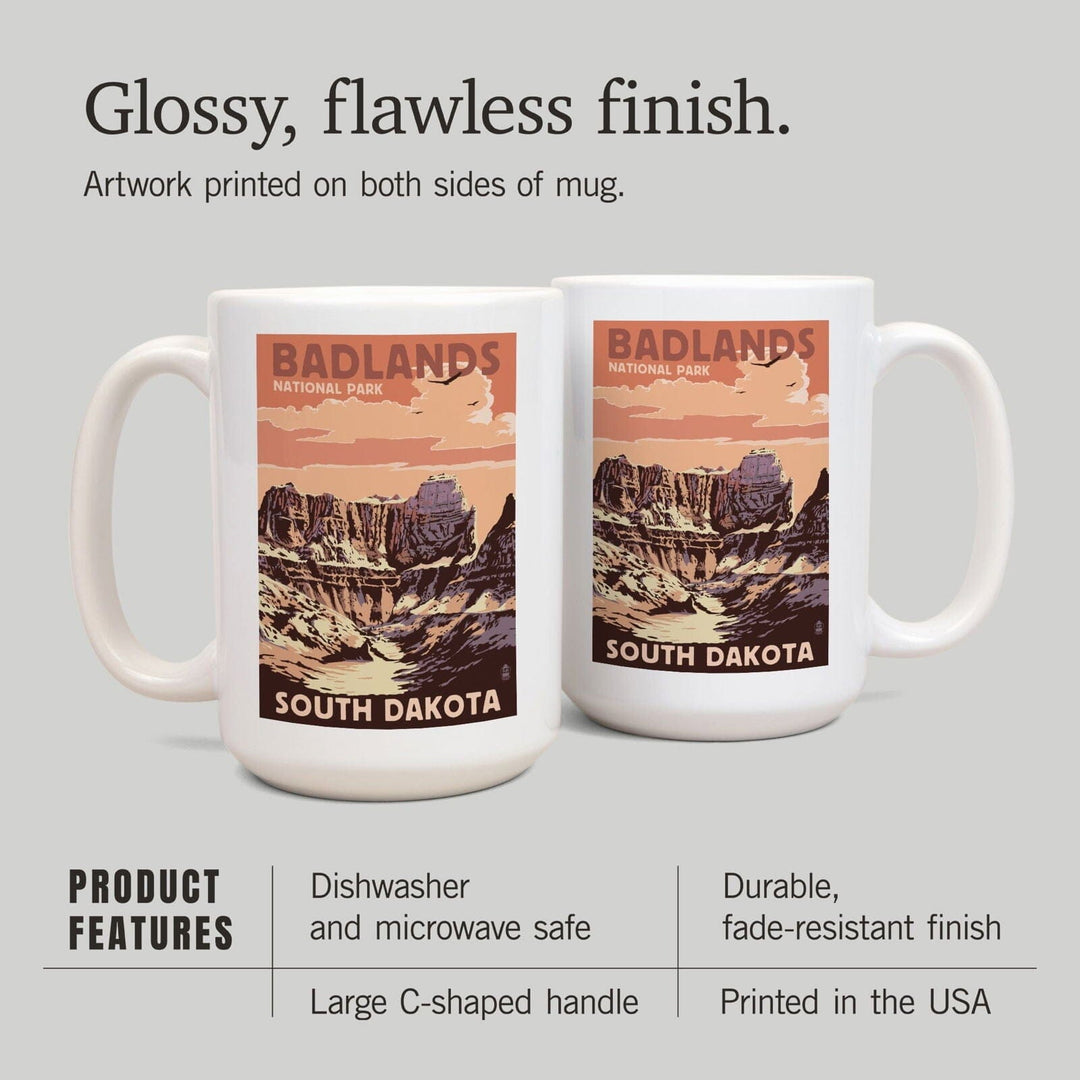 Badlands National Park, South Dakota, Castle Rock, Lantern Press Artwork, Ceramic Mug Mugs Lantern Press 