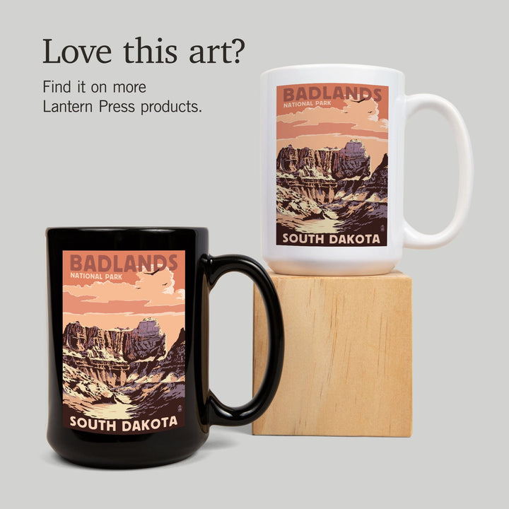 Badlands National Park, South Dakota, Castle Rock, Lantern Press Artwork, Ceramic Mug Mugs Lantern Press 
