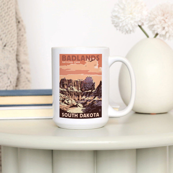 Badlands National Park, South Dakota, Castle Rock, Lantern Press Artwork, Ceramic Mug Mugs Lantern Press 