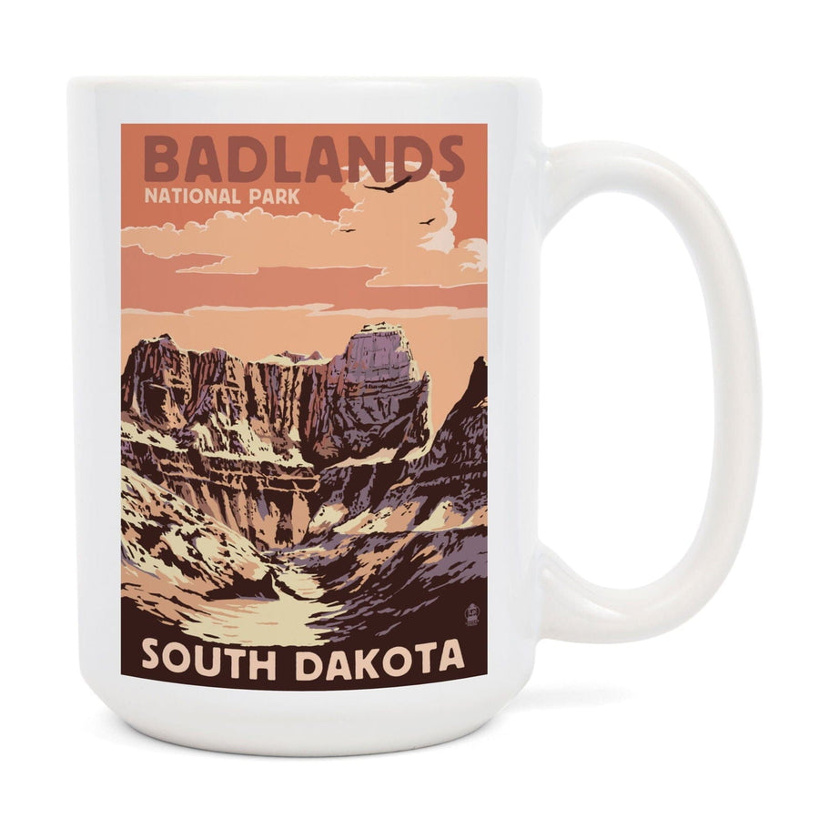 Badlands National Park, South Dakota, Castle Rock, Lantern Press Artwork, Ceramic Mug Mugs Lantern Press 