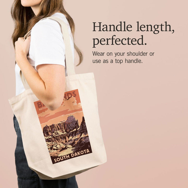 Badlands National Park, South Dakota, Castle Rock, Lantern Press Artwork, Tote Bag Totes Lantern Press 