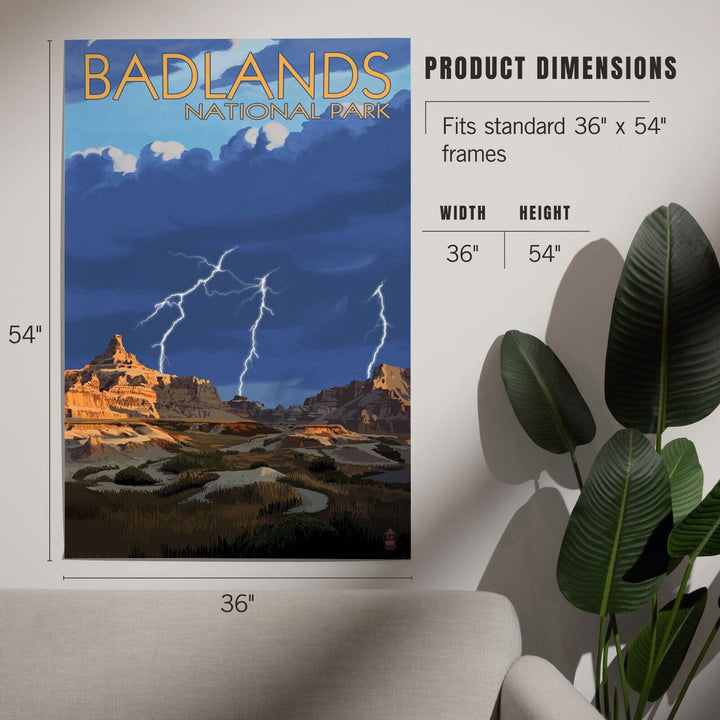 Badlands National Park, South Dakota, Desert Lightning Storm, Art & Giclee Prints Art Lantern Press 