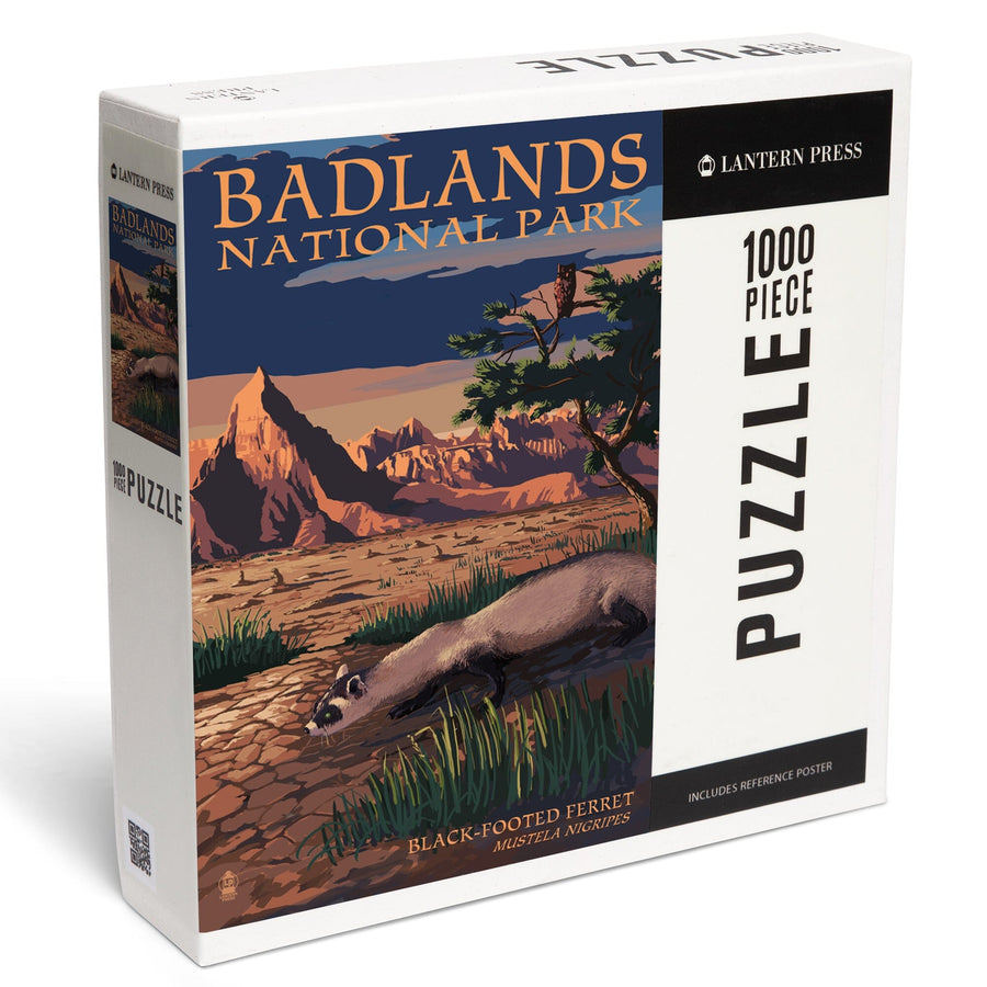 Badlands National Park, South Dakota, Ferret at Night, Jigsaw Puzzle Puzzle Lantern Press 