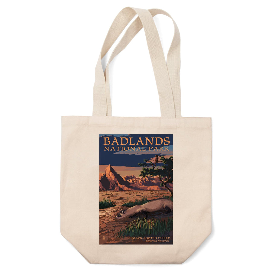 Badlands National Park, South Dakota, Ferret at Night, Lantern Press Poster, Tote Bag Totes Lantern Press 