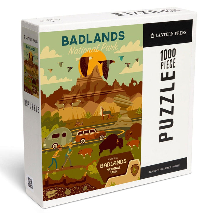 Badlands National Park, South Dakota, Geometric National Park Series, Jigsaw Puzzle Puzzle Lantern Press 